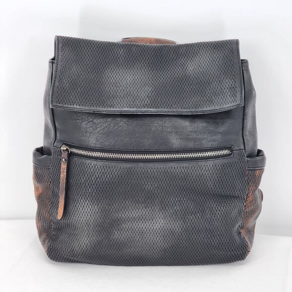 Moda Luxe Maisy Vegan Leather Rustic Black Backpack - Picture 1 of 12
